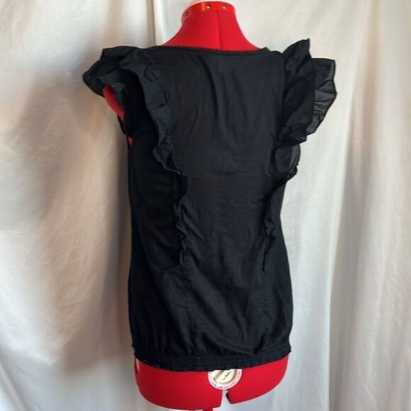 SM245 Vila sleeveless ruffled black blouse - Picture 5 of 10